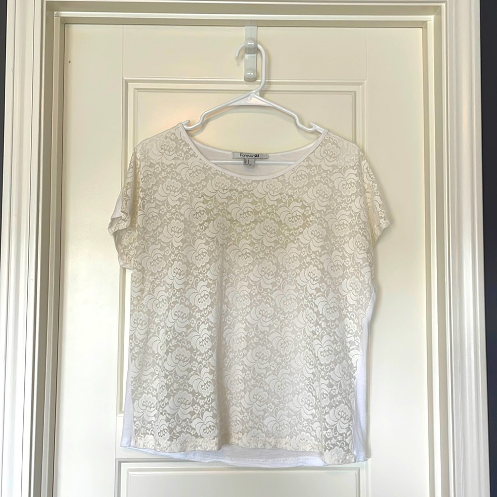 Forever 21 sheer lace top with back cutout